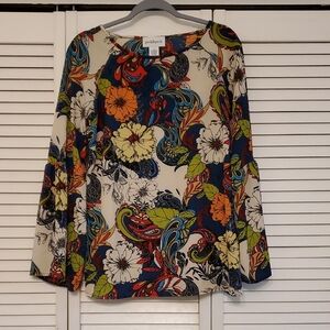 Peck&Peck Paisley & Floral Print Top, Size Medium